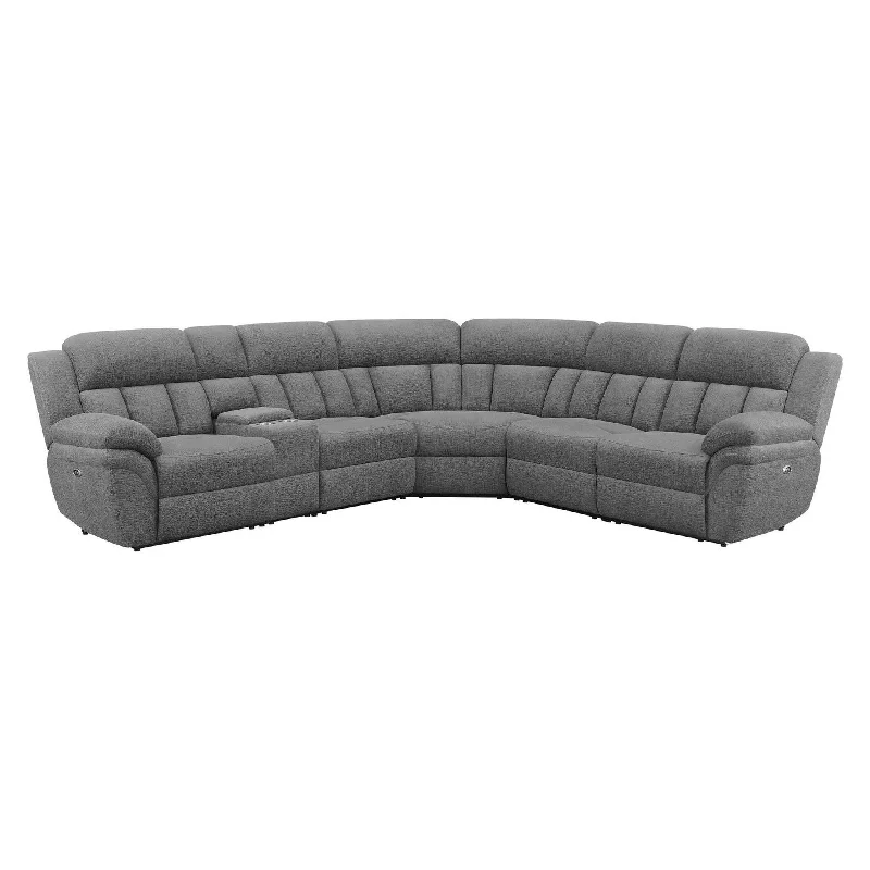 Coaster Bahrain 6-Piece Upholstered Power Sectional Charcoal