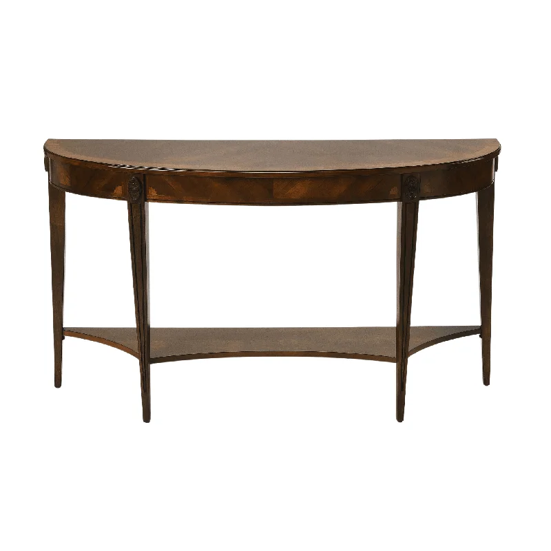 Demilune Console Table in Nutmeg Finish