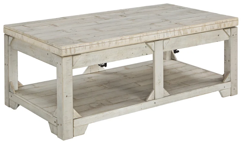 Fregine Lift Top Cocktail Table Whitewash by Ashley Furniture