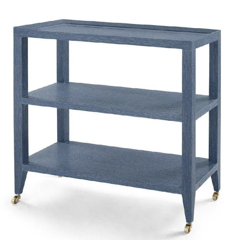 Isadora Console Table in Navy Blue with Brass Wheels