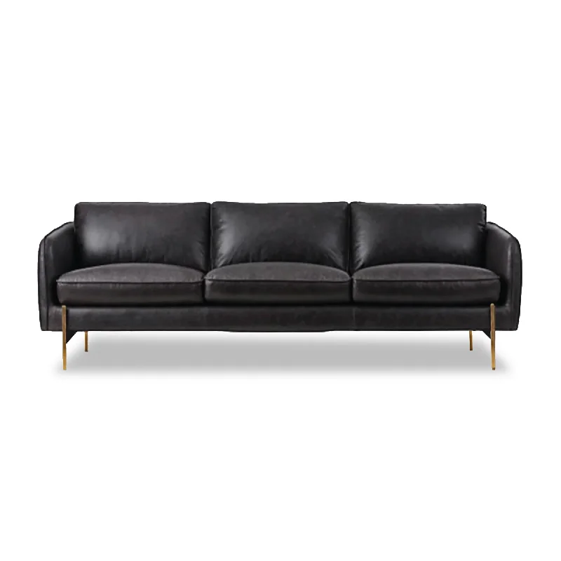 Milan Leather Sofa in Hoxton Black