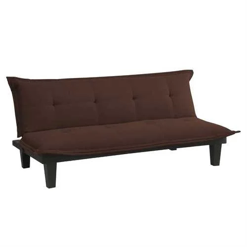 Modern Convertible Sofa Bed Futon Lounger in Brown Microfiber