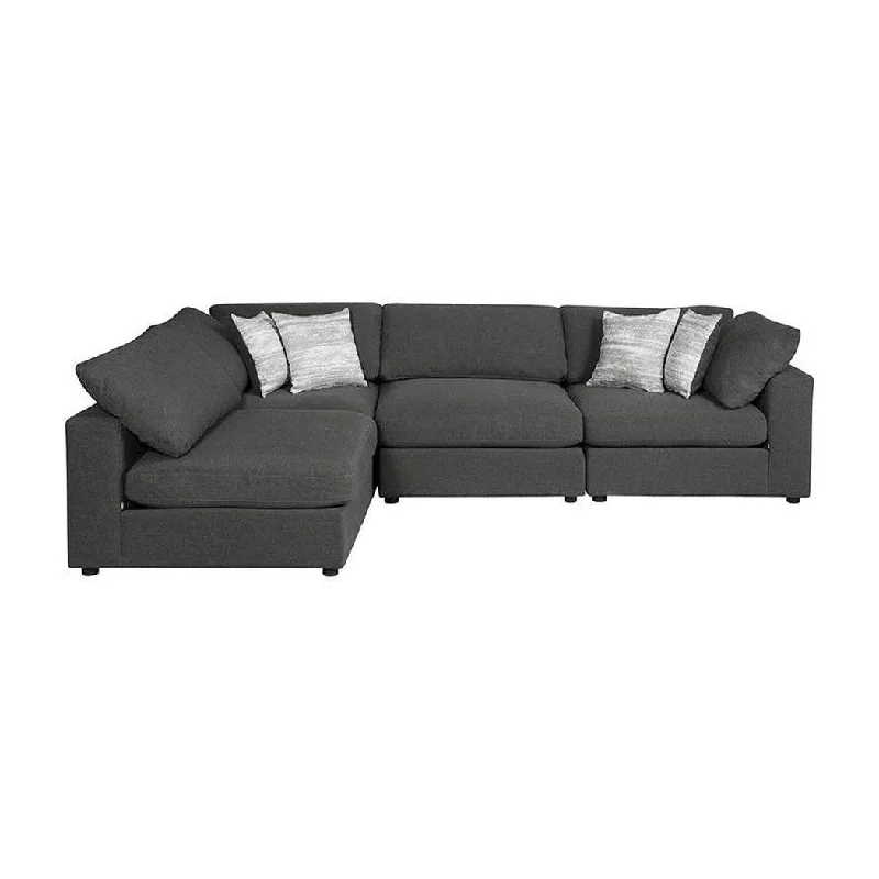 Coaster Serene 4-Piece Upholstered Modular Sectional Charcoal